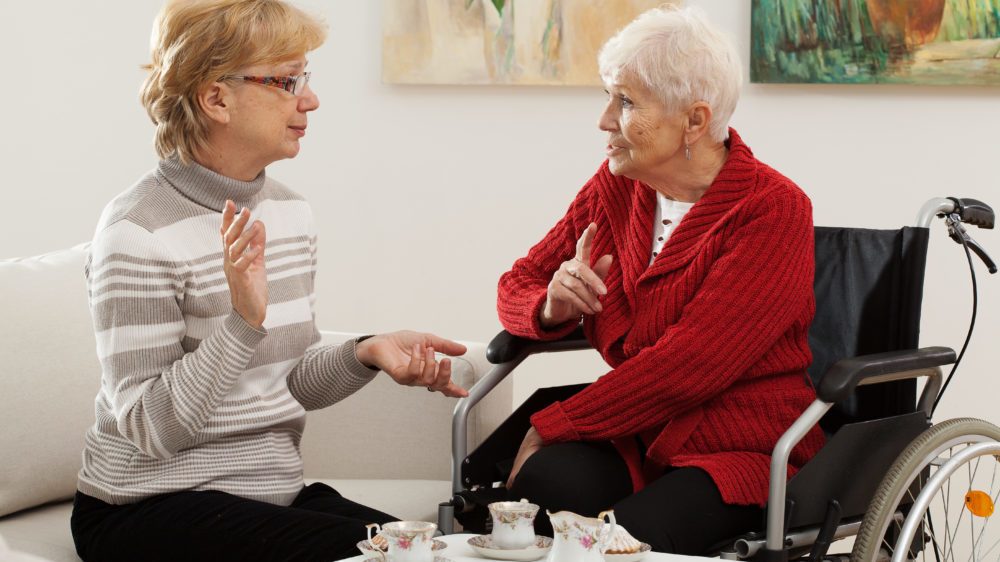 Two elder women home sharing a living space.