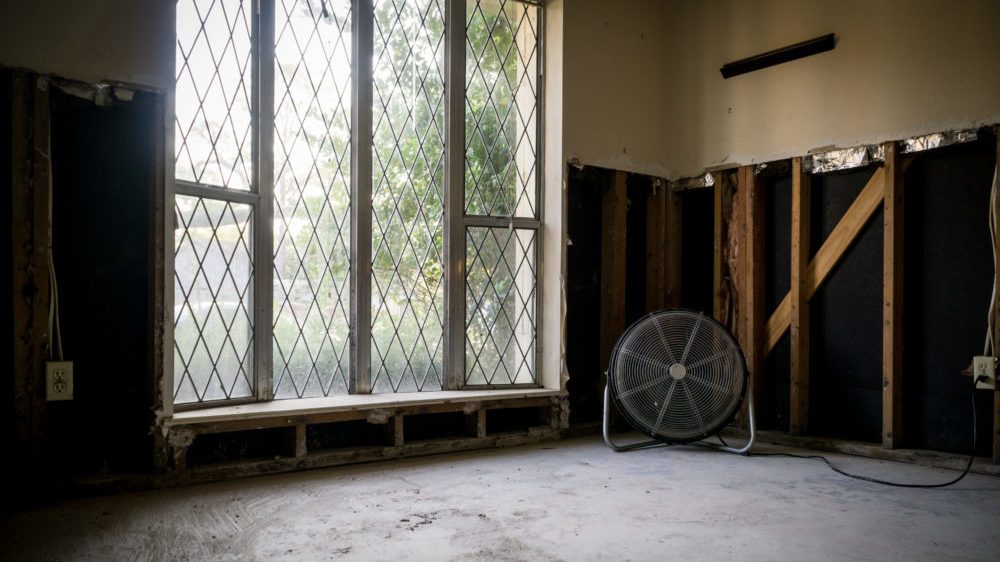 Inside a Houston home after Hurricane Harvey. Showing effect of home floods and clean-up.
