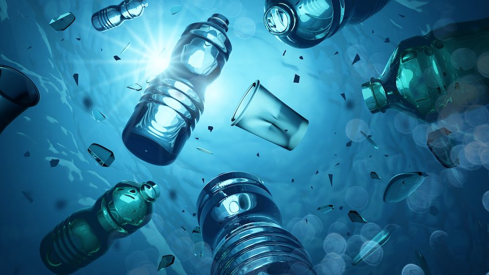 Reduce plastic use at home to avoid plastic waste in ocean as shown in photo.