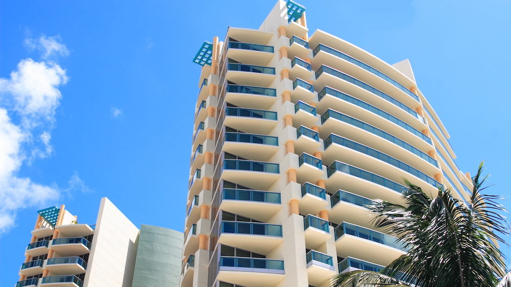 Condo apartment building overlooking the ocean.