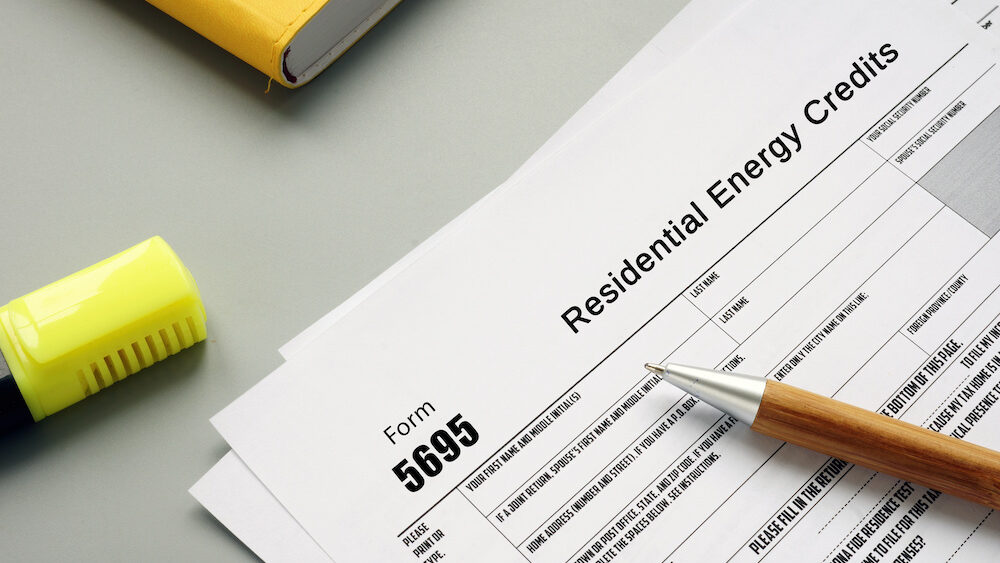 Form 5695 Residential Energy Tax Credits phrase on the page.